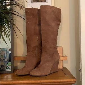 BCBG Suede Wedge KNEEHIGH boots